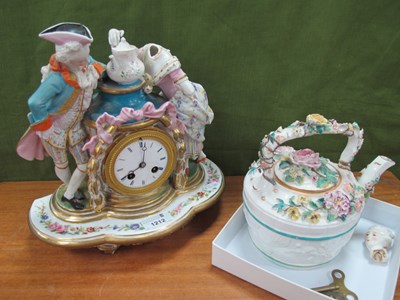 Lot 1212 - XIX Century French Porcelain Mantel Clock,...