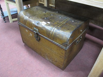 Lot 1574 - XIX Century Tin Travelling Trunk, 60cm wide.