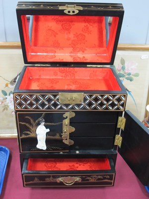 Lot 1356 - Japanese Lacquered Jewellery Cabinet, with...