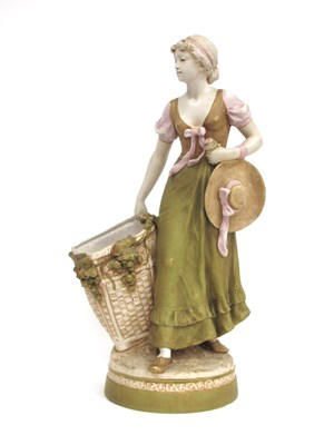 Lot 1177 - A Large Royal Dux Pottery Figure of a Lady,...