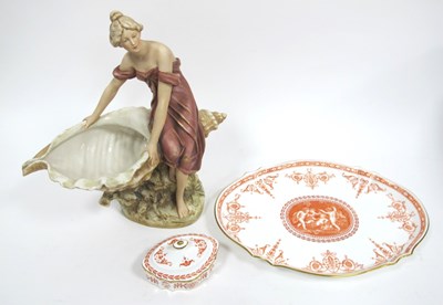 Lot 1142 - A Royal Dux Pottery Model of a Lady, seated...