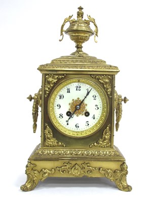 Lot 1388 - A Late XIX Century Brass Cased Mantle Clock,...