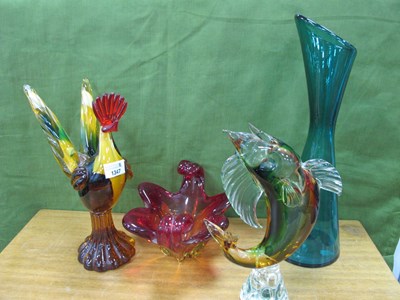 Lot 1347 - Murano Style Glass Cockerel, 30cm high and...