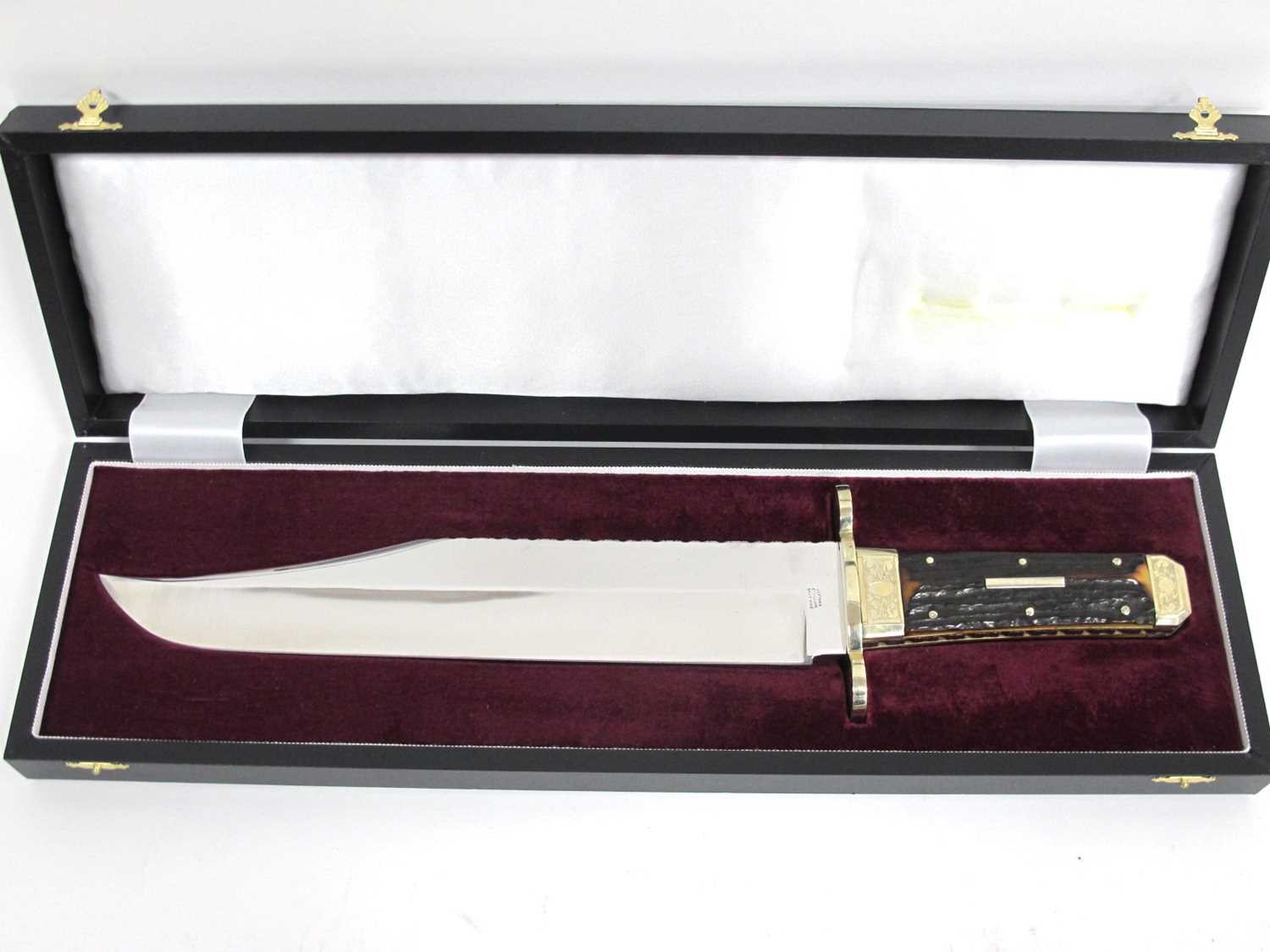 Lot 1301 - A Stan Shaw Bowie Knife, with stag scales,...