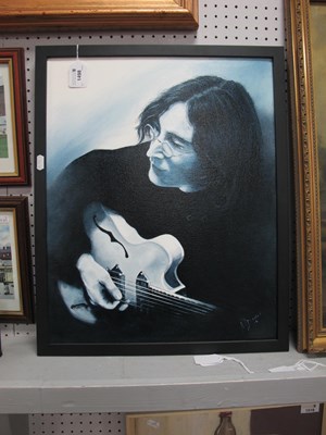 Lot 1498 - M. Davies, Study of John Lennon Playing Guitar,...