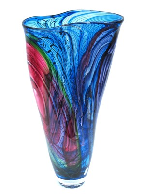 Lot 1042 - A Bob Crook Large Studio Glass Contour Vase,...