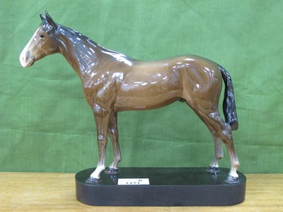 Lot 1271 - Beswick Pottery Chestnut Horse, on oval wooden...