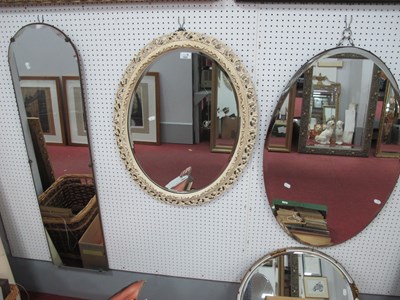 Lot 1531 - Cream Painted Wooden Framed Oval Bevelled Wall...