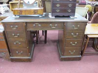 Lot 1637 - An Early XX Century Oak Pedestal Desk, with...