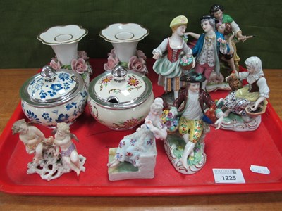 Lot 1225 - Dresden Regency Figural Groups, the tallest...