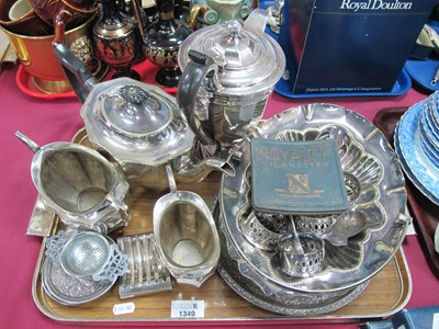 Lot 1349 - Silver Plated Three Piece Tea Service, plated...