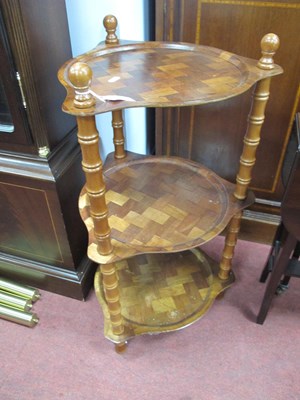 Lot 1582 - XX Century Whatnot, with three parquetry trays,...