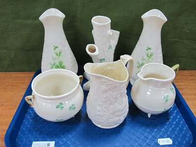 Lot 1246 - A Pair of Parian Ware Vases, Belleek cream jug...