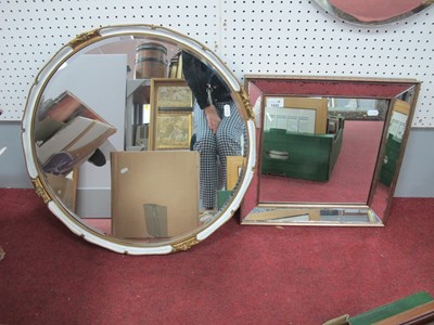 Lot 1532 - White Painted and Gilt Circular Mirror;...