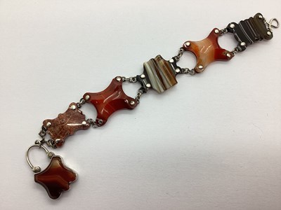 Lot 294 - A Victorian Banded Agate Panel Bracelet, the...