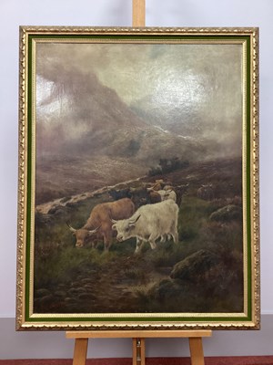 Lot 1518 - FRANK BENNETT (XIX Century) Highland Cattle in...