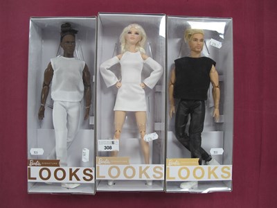 Lot 308 - Three Boxed Barbie Signature Looks Dolls; #4,...