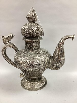 Lot 89 - A Large Tibetan Tea Pot, allover detailed in...