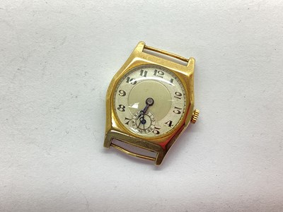 Lot 154 - A 9ct Gold Cased Wristwatch Head, (no strap)...