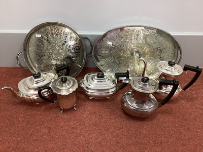 Lot 13 - Plated Tea Wares, oval plated gallery style...