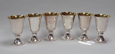 Lot 83 - A Set of Six Modern Hallmarked Silver Goblets,...