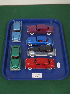 Lot 536 - Six Solido Clockwork Cars, all with motors,...