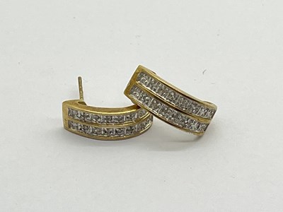 Lot 234 - A Pair of 9ct Gold Half Hoop Earrings, of line...