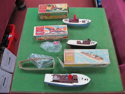 Lot 686 - Three Mid XX Century Plastic Clockwork Boats...