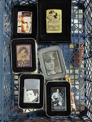 Lot 1310A - Zippo Lighters, six Elvis Presley versions in...