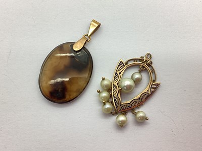 Lot 297 - An Antique Style Pearl and Enamel Drop Pendant,...