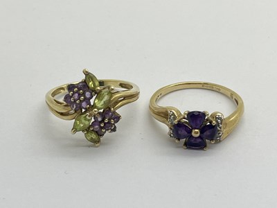 Lot 326 - A 9ct Gold Stone Set Floral Ring, of alternate...