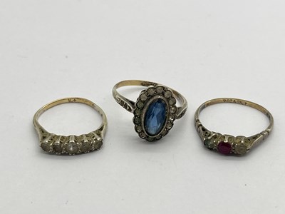 Lot 335 - Three Vintage Style Stone Set Rings, to...