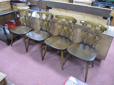 Lot 1603 - Ercol Set of Four Curve Back Dining Chairs,...