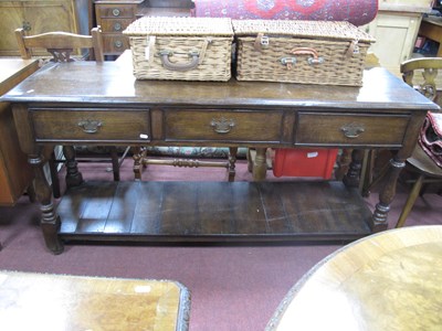 Lot 1601 - Oak Dresser Base, with three drawers and...