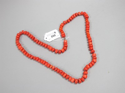 Lot 232 - A Modern Single Strand Coral Bead Necklace,...