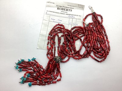 Lot 172 - A Modern Red Coral Multi Strand Necklace,...