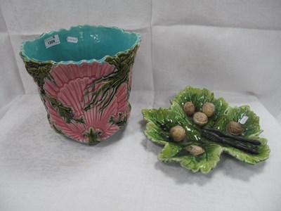 Lot 1209 - Majolica Jardiniere, with moulded shell and...