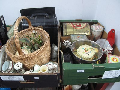 Lot 1052 - Vintage Tins, enamel 'Sal' pot, basket,...