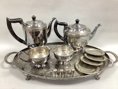 Lot 10 - A Plated Four Piece Tea Set, together with...