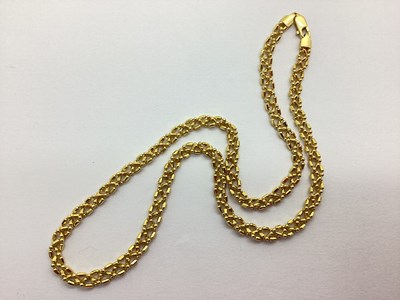 Lot 220 - A 9ct Gold Fancy Link Chain, 44cm long...