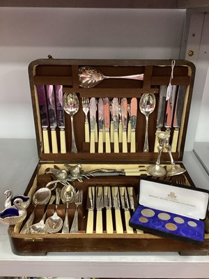 Lot 102 - A Part Canteen of Plated Cutlery, in fitted...