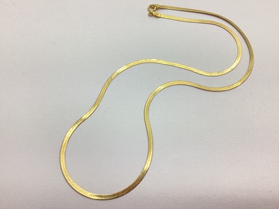 Lot 213 - A 9ct Gold Flat Snake Link Necklace, 45cm long...