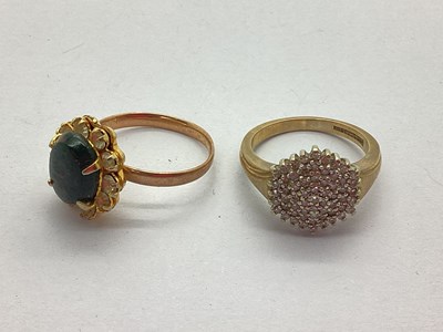 Lot 366 - A 9ct Gold Modern Ring, of stone set cluster...