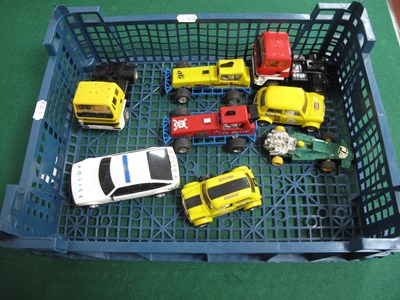 Lot 489 - Eight Scalextric Slot Cars and Trucks to...