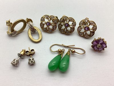 Lot 266 - 9ct Gold and Other Earrings, (including odd);...