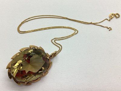 Lot 296 - A 9ct Gold Faceted Stone Set Pendant, of...