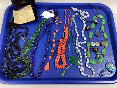 Lot 244 - Polished Hardstone and Other Bead Necklaces,...