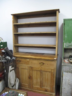 Lot 1584 - Pine Dresser, the rack with three shelves,...