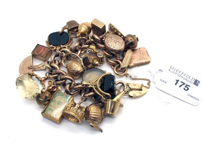 Lot 175 - A Chunky Curb Link Charm Bracelet, composed of...