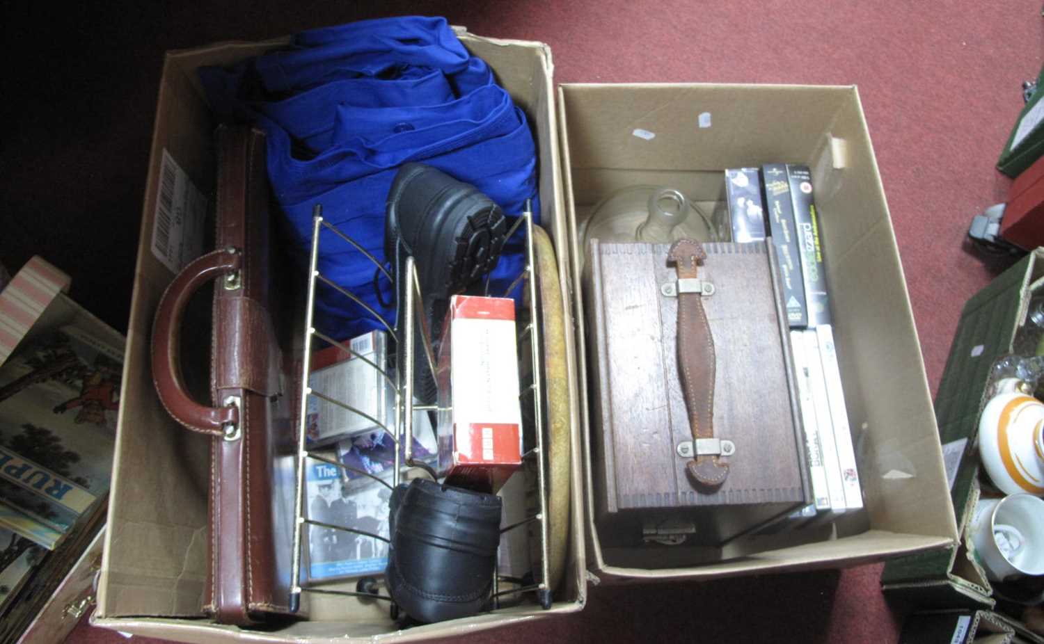 Lot 1146 - Ammeter, wirework magazine rack, briefcase,...